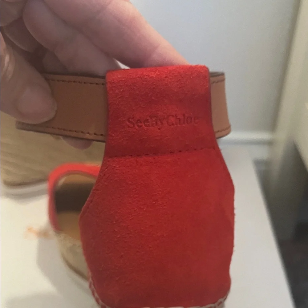 See By Chloe Orange Espadrille Wedge Sandals